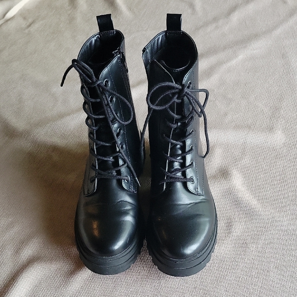 Target Black Combat Moto Boots with Chunky Sole